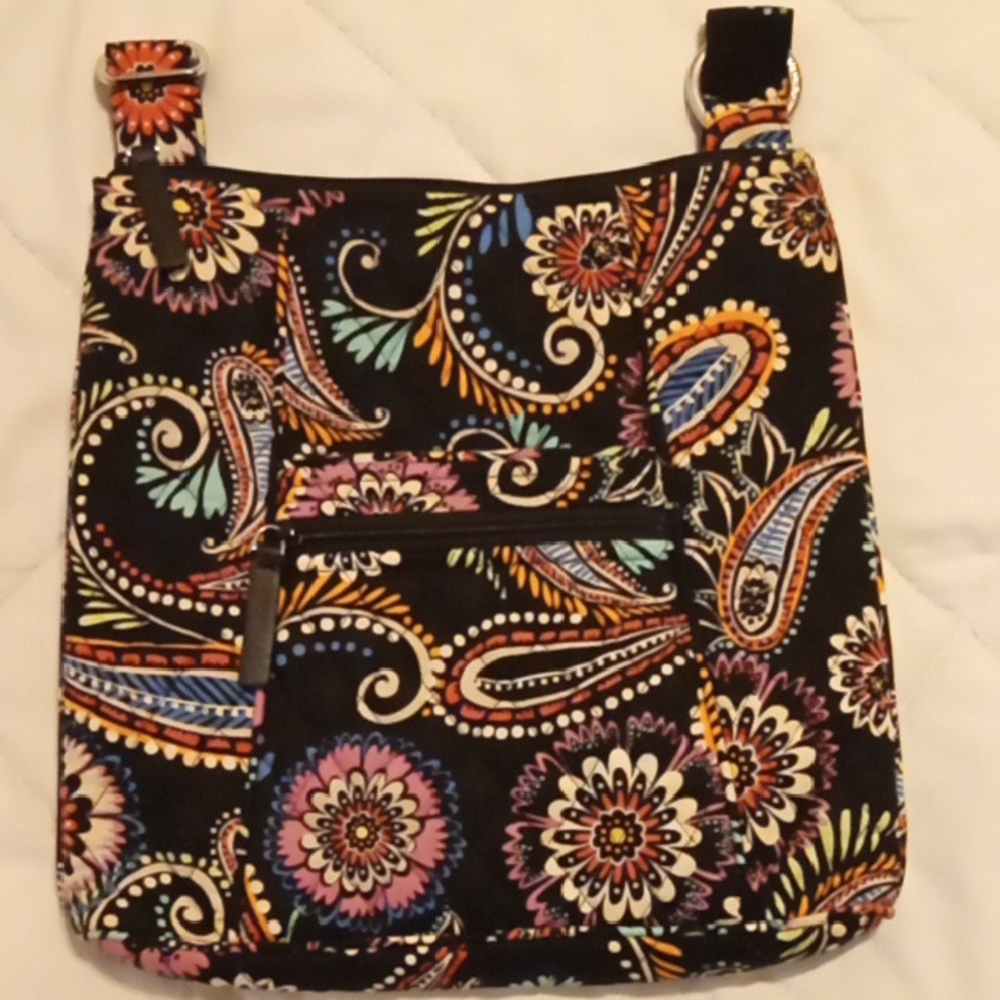 Vera Bradley Black and Pink Satchel with Paisley Design